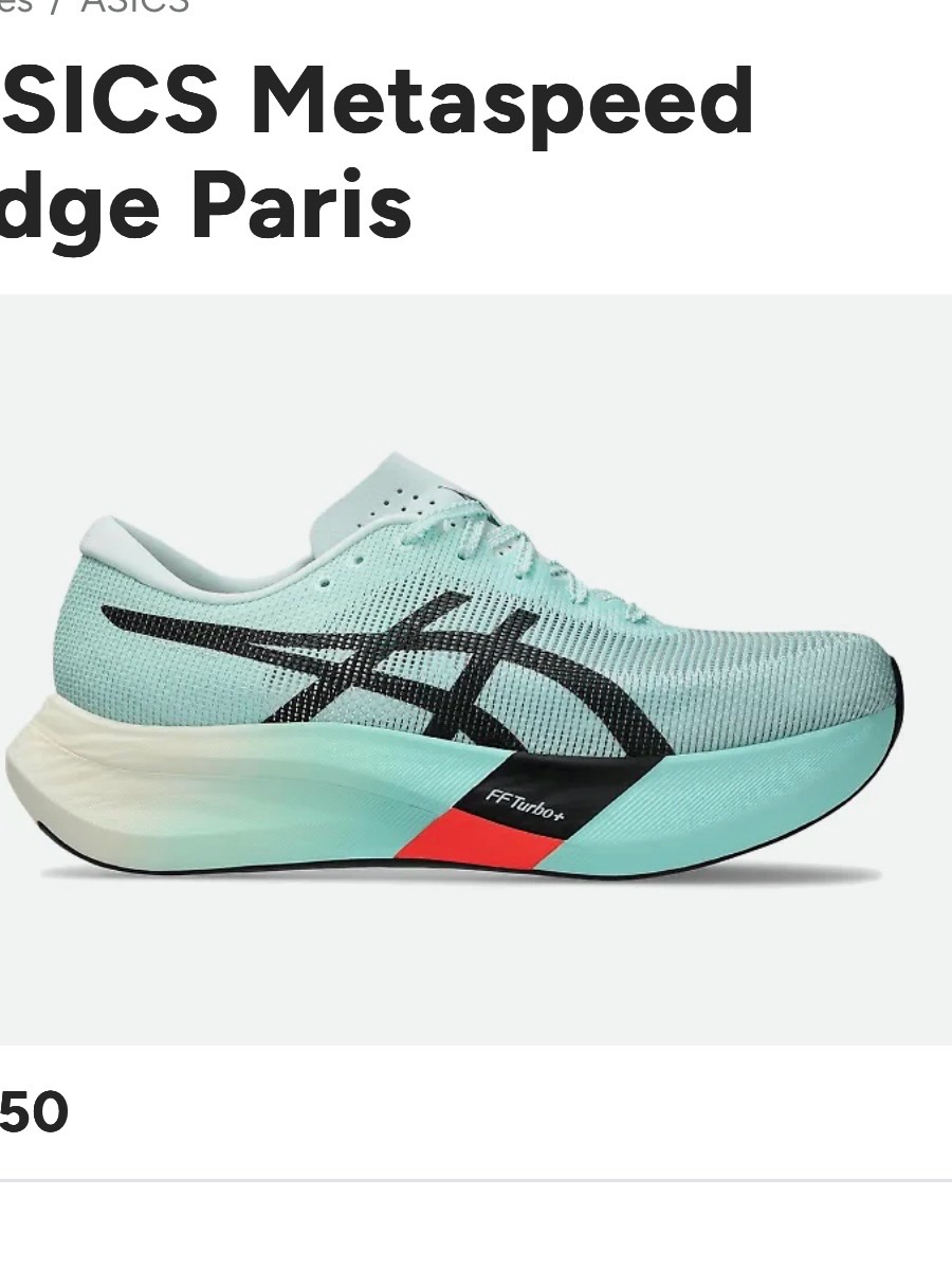 Asics Women’s Metaspeed Racing Shoe Mint, Black, Red Accent W6 / M 7.5